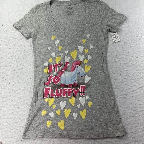 Universal Studios Women's Small Despicable Me Unicorn V Neck Graphic T Shirt NWT - Picture 1 of 12